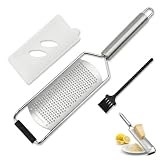 Scharfe Zitronenreibe & Käsereibe Edelstahl mit rutschfestem Griff, Zester für Parmesan Ingwer Muskatnuss, inkl. Schutzhülle & Reinigungsbürste, Geschenkbox