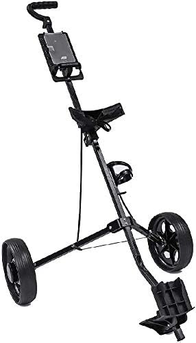 MYLW Push Pull Golf Cart, 2 Wheels Golf Trolley with Adjustable Handle Angle, Scorecard, and Foot Brake, Smallest Folding Lightweight Golf Push Cart