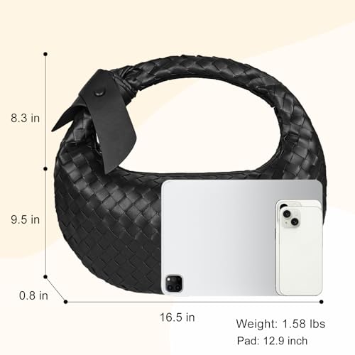 Xingfengsu CX112402KP-ELEGANT BLACK Bow Knotted Woven Dumpling Pu Leather Dinner Hobo Tote Clutch Drop Trendy Purse Handbags For Women 2024.（Elegant Black） thumb #3