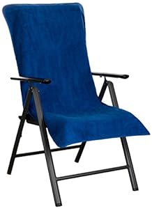 Brandsseller Badstof hoes 65x130 cm – met capuchon voor tuinstoel – 100% katoen – wasbaar, antislip, Öko-Tex Standard 100 – Blauw