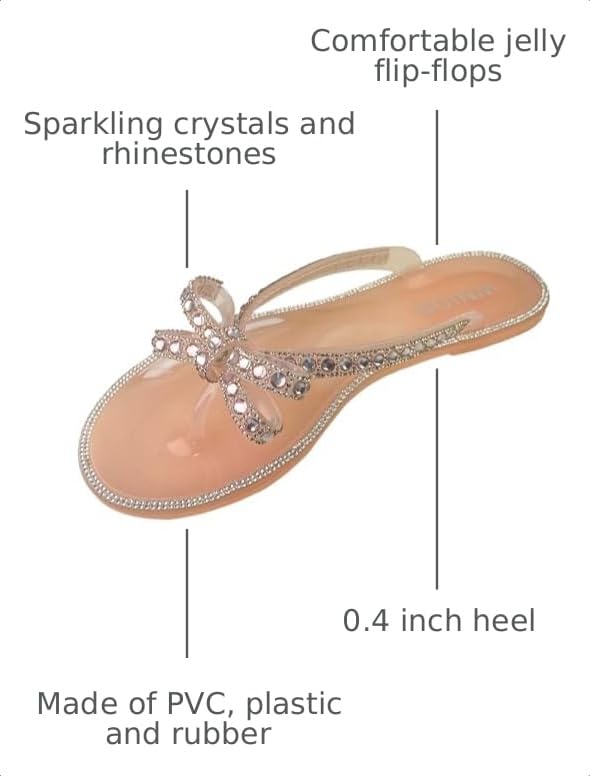Image of Womens Flat Sandals Jelly Flip Flops Crystals Rhinestones Bow Knot Glitter Sandals