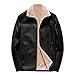 Produktbild Felicove Herren Lederjacke Winter Übergröße Biker Motorrad Reißverschluss Langarm Plüsch Jacke Mantel Top Blusen