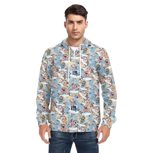 Red Shrimps Men's Quilted Lined Flannel Jacket with Hood Full-Zip Fleece Hoodie