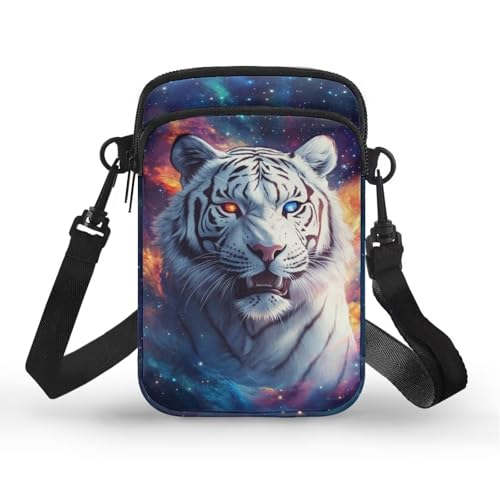 Image of Xpyiqun Galaxy Tiger Purses Crossbody Bags for Women Small Cross Body Canvas Pouch Sling Shoulder Handbag Mini Travel Messenger Bag Zipper Pocket Roomy Travel Work Satchel Phone Purses Organizer