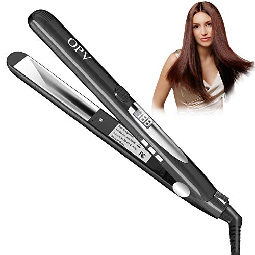 Hair Straightener Professional Flat Iron Ceramic Tourmaline Straightens Curls 2in1 Instant Heating in 30s Digital LCD Display 1 Inch Adjustable Temp 200℉-450℉ for All Hair Types Dual Voltage Auto Off