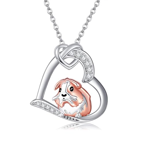 JERWLI Meerschweinchen Halskette 925 Sterling Silber Meerschweinchen Kette Anhänger Schmuck Geschenke für Frauen Mädchen