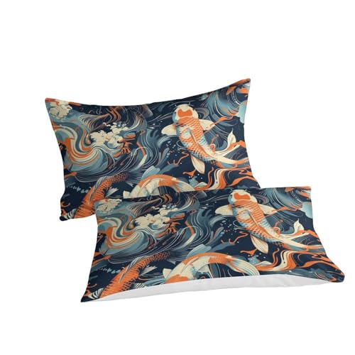 Parure de lit carpe Koï 3D de qualité premium en microfibre King