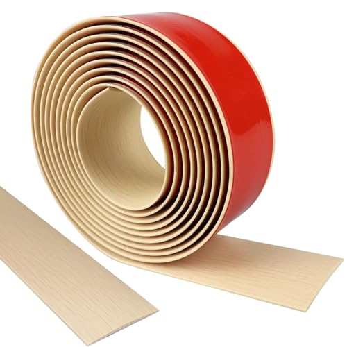 Übergangsprofil Selbstklebend, 1,5m x 5cm Bodenübergangsleisten, Bodenbeläge, PVC Fußbodenleiste, Übergangsprofil Selbstklebend Vinyl Übergangsleiste, Geeignet für Bodenbeläge, Ahorn Holzmaserung