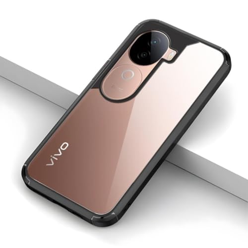 Image of SHINESTAR Ultra Slim Clear Back Cover for Vivo V40e / iQOO Z9s 5G, Transparent Hybrid Hard Shell Plastic & Soft Silicone Rubber Bumper, Non-Yellow Acrylic Protective Cover - Black