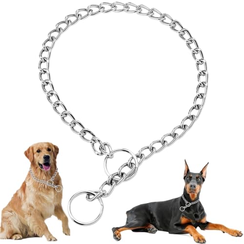 Collar de cadena para perro, collar de cadena de metal para perros medianos y grandes, cadena ajustable de acero inoxidable, collar de perro para entrenamiento y caminar, tamaño XL