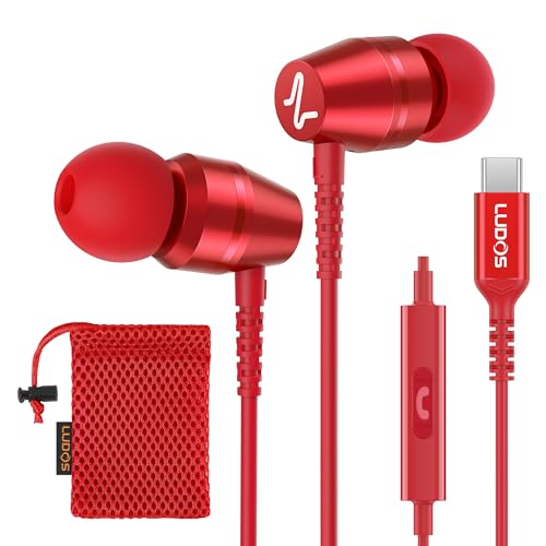 Image of LUDOS OMNITONE USB C Headphones for iPhone 17 16 15 Pro Max Plus Air iPad Pro, 5 Years Warranty, USB-C Earbuds for Samsung Galaxy S24 S23 Ultra S22 S21 FE S20 Z Flip 3 Fold 4, USB Type C Earphones