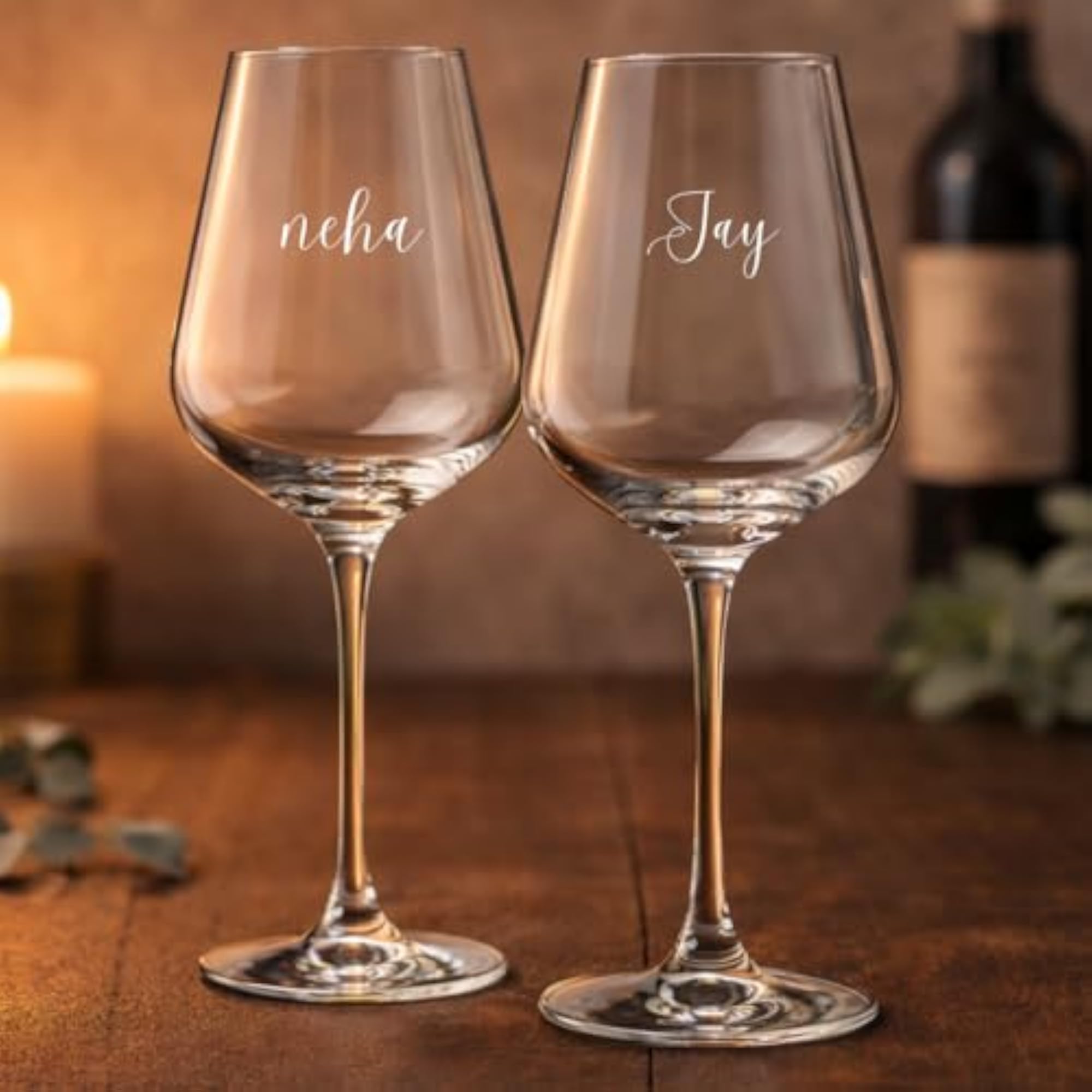 Premium Engraved Wine Glass Set of 2, 300ml