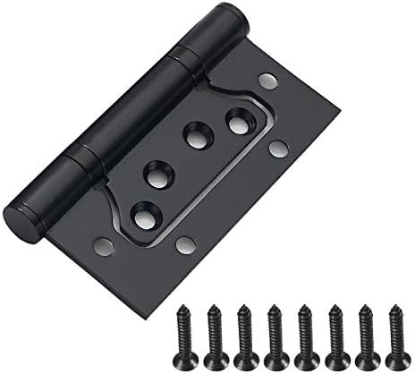 Qrity 4 Pieces Door Hinges, 4 Inch Home 100mm Door Hinges Stainless Steel Ball Bearing Mute Hinges for Internal External Doors, Black