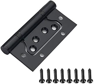 Qrity 4 Pieces Door Hinges, 4 Inch Home 100mm Door Hinges Stainless Steel Ball Bearing Mute Hinges for Internal External Doors, Black