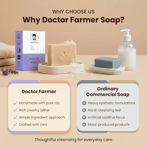 Image of Doctor Farmer Coconut Pure Oil Handmade Bath Soap Pack of 4| Coconut & Palm | Gentle Cleansing Moisturizing Daily Bath Bar for Soft & Healthy-Looking Skin | Chemical-Free Soap for Men & Women