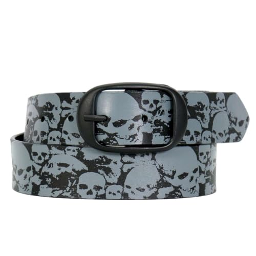 Hot Leathers Ancient Skulls Black and Gray Leather Belt BLA1130