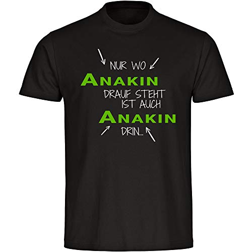 Camiseta con texto en alemán u00abNur wo Anakin Drauf Steht ist auch Anakin drinu00bb, color negro, para hombre, talla de S hasta 5XL Negro 5XL