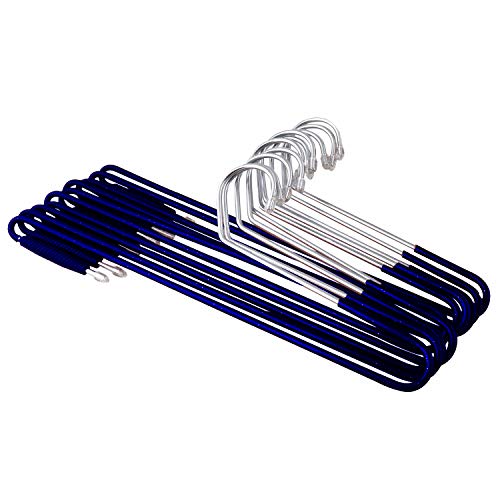 Image of ROLLYWARE [30-Pack] Saree Hanger with Lockable Technology- Premium Non-Slip Stainless Steel Hanger for Sarees, Pants, Trouser, Velvet, Scarfs & Other Clothes Blue