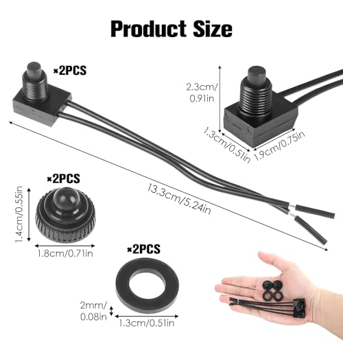 Jawfait KP-107 12V Waterproof Push Button Switch thumb #1