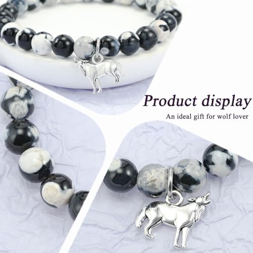 LIUANAN Wolf Gifts for Women Wolfs Amethyst Bracelet Natural Stone Jewelry Spirit Animal Healing Gift3