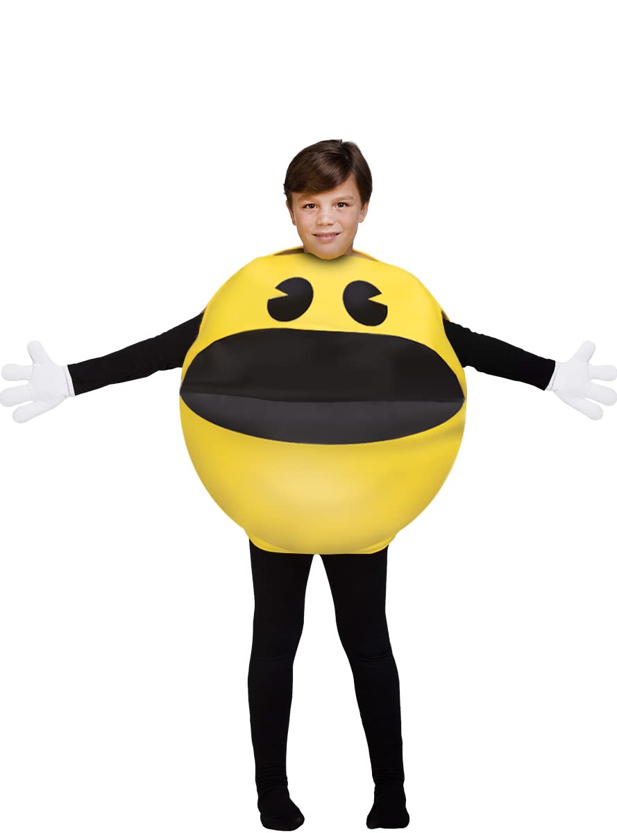 Funidelia | Disfraz de Pac-Man para niño y niña Comecocos, Videojuegos, Años 80, Arcade - Disfraz para niños y divertidos accesorios para Fiestas, Carnaval y Halloween - Talla 4-10 años - Amarillo