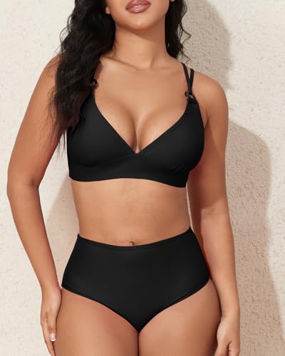 Women's Swimsuit Bikini Set Two Piece Bathing Suit High Waisted Tummy Control Swimwear Crisscross Tie Back4