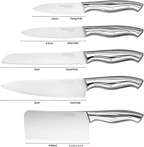 Kitchen Knife Set With Rotating Stand - Sharp Stainless Steel Knives Set - 360 Degree Rotating Block - By Nuovva #TOP1