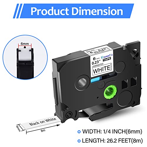 Usuperink 10 Pack Compatible For Brother P-Touch Label Maker Tape Tz-211 Tze-211 Tze211 Tz211 Black On White 6Mm Tze Tz Tape 0.23'' 1/4 Inch Laminated Label For Pt-D210 H110 H100 D400 D600 D200 P700 #TOP2