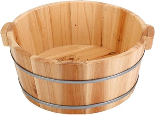 BRZU 木製フットバス 腰掛け坐浴 フットバス用 温水バケツ 足踏みバケツ 洗面器 ネイルアート用 手浴用洗面器 (高さ16cm、直径44cmの木製洗面器)