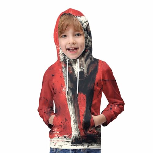 Pull loup imprimé 3D garçon vêtement de sport idéal collège et parc - 5
