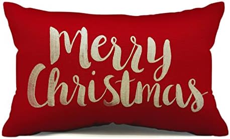 Christmas Pillow Covers 12x20 Merry Christmas Decorations Throw Pillow Porch Cushion Case for Sofa Couch