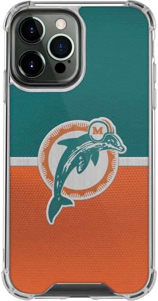 Skinit Funda transparente compatible con iPhone 14 Pro Max, diseño vintage de Miami Dolphins con licencia oficial de la NFL