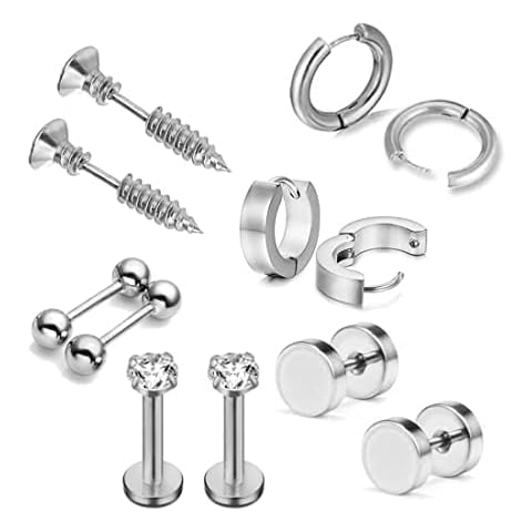6 pares de pendientes aro de acero inoxidable antialérgicos Cover