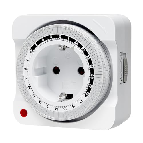 Mechanische Zeitschaltuhr Steckdose, 24-Stunden-Programm Analoge Zeitschalt-Steckdose mit 96 Segmenten 15 min Schaltintervall, für Saisonbeleuchtung, Feiertagsdekorationen, Lampen, Wachsen Licht