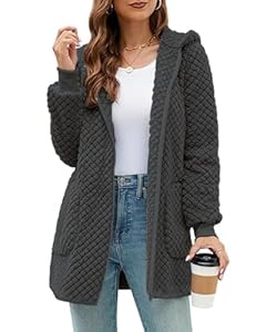ABINGOO Damen Winterjacke Fleecejacke Lang Kapuzenjacke Teddyjacke Flauschig Plüschjacke Warm Reißverschluss Hoodie Kuscheljacke Wintermantel Mit Taschen(Grau,XL)