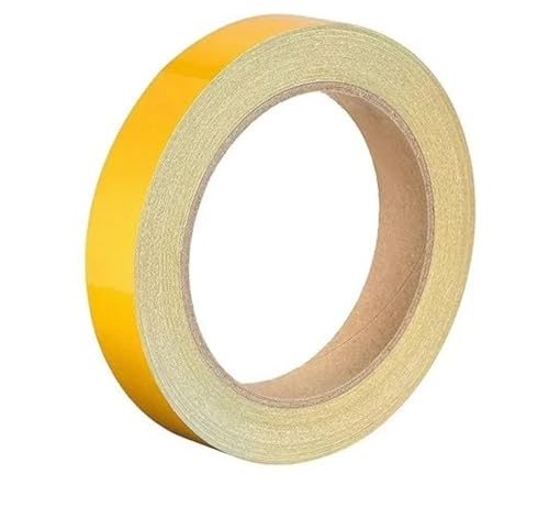 Image of WALLMATE Reflective Strip Sticker Self-Adhesive Night Visibility Warning Tape Waterproof Safety Reflector for Car, Bikes,Truck And Other Vihicle (Yellow Strip, 0.5 In x 45 Mtr (1771 in) (PCK OF 2))