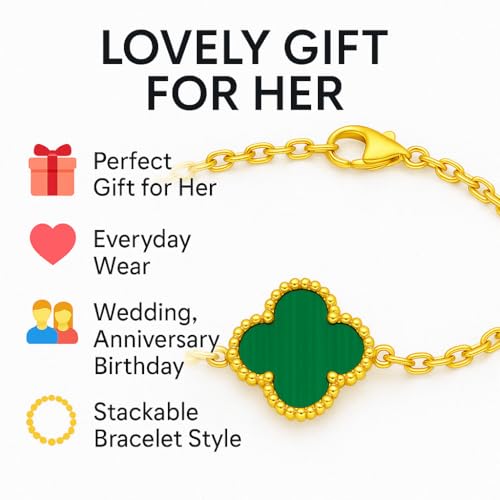 Image of Lucky Charm Clover Bracelet for Women | 925 Sterling Silver with 18K Gold Plating | Adjustable & Anti-Tarnish | Stylish Designer-Inspired Jewelry