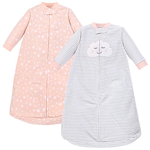 Hudson Baby Unisex Baby Long Sleeve Fleece Sleeping Bag, Pink Cloud, 0-9 Months