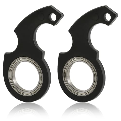 2pcs Keychain Spinner Fidget Toy, Portable Key Ring Spinner Metal Finger Spinning Key Chain Funny Key Holder Toys for Adult Men Women Kids (Black)