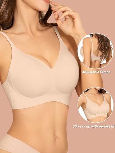 Jelly Bras for Women - S-2XL Wireless Seamless Padded Bralette with Support, No Underwire Comfortable T-Shirt Bra4