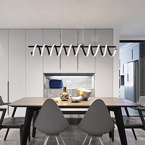 120V 30W 3000K warmlight Minimalist Spiral Contemporary LED Ceiling Pendant Light Art Decorative LED Hanging lamp Modern LED Chandelier for Office, Living Room, Kitchen, Dinning Room