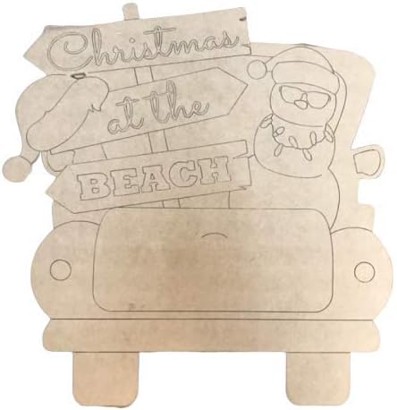 Coastal Christmas Truck Cutout, 12'' Paintable Unfinished Shape(10''-30'')