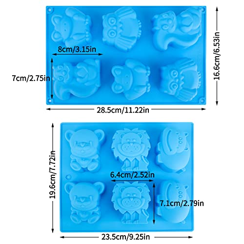 Beasea Animal Soap Molds, 2 Pack Large Jello 3D Silicone Mat Chocolate Cake Fondant Candy Cookie Baking Making Clay Ice Diy Hard Resin Gummy Cube Tray Set Decoration Handmade Craft Bear Shape For Kids #TOP4