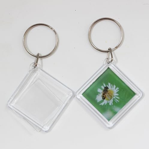 Image of BetterJonny 20Pcs Acrylic Picture Keychain Blanks in Clear Acrylic Picture Frame Keyrings