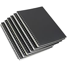 Yansanido Spiral Notebook, 6 Pcs A5 Thick Plastic Black Hardcover 7mm College Ruled 80 Sheets -160 Pages Journals for Study and Work 6 Black A5