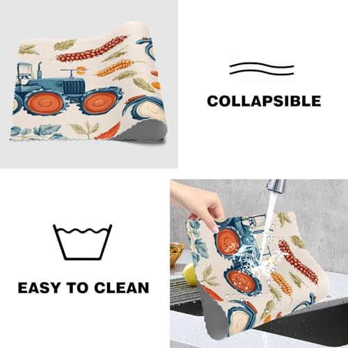 Sets de table en tissu Oxford lavables motif tracteur rustique - 5