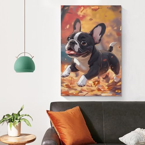 Cuadro bulldog francese en lienzo decorativo de 50x75cm para salas de estar modernas 4