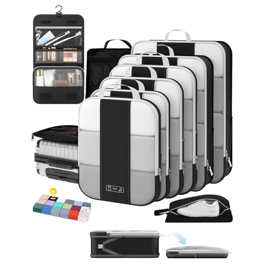 10 Set Compression Packing Cubes for Travel Essentials,Compressible Expandable Packing Cubes for Suitcase,OlarHike Luggage Organizer Bags for Travel,Handy Helper for Organizing Clothes(Black)