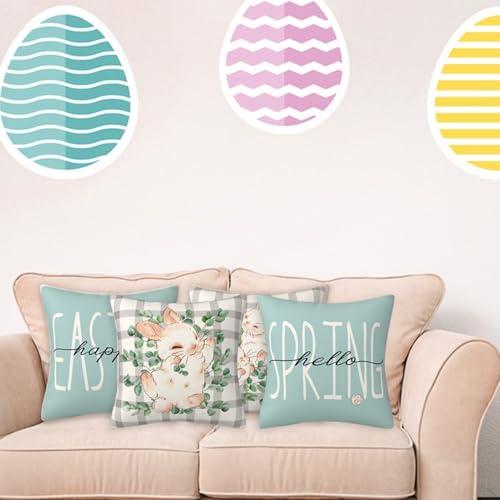 Fundas de cojín de Pascua 45x45 cm de tela resistente para decoración de sofá 8