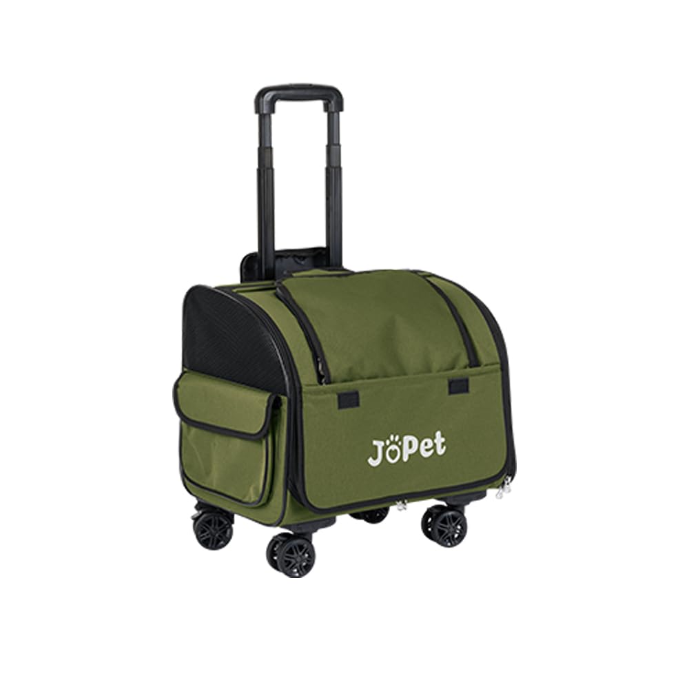 Haustiertasche Tragetasche mit Rollen, Haustierrucksack mit Rollen, kleine Hundetragetasche, Katzentragetasche, abnehmbare Räder, Reisetasche, Haustierwagen, weiche Seitentrage mit Rollen,